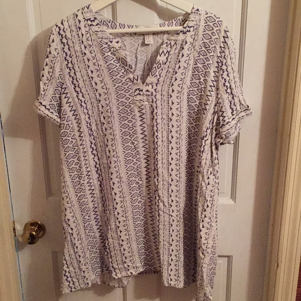 Purple and white tribal shirt